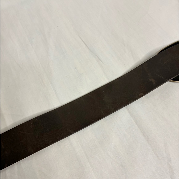 Vintage Leather Belt With Large Oval Conch Buckle - Picture 7 of 13